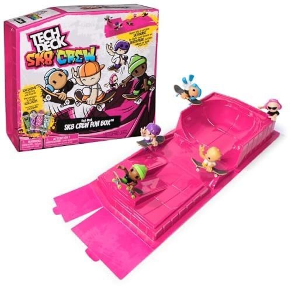 Tech Deck Sk8 Crew Fun Box Portable Skate Park 4 Fingerboards 5 Figures New